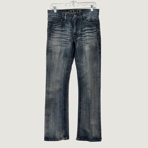 Helix Jeans Mens 30 Blue Slim Bootcut Faded Dark Wash Rugged Denim Casual Pants